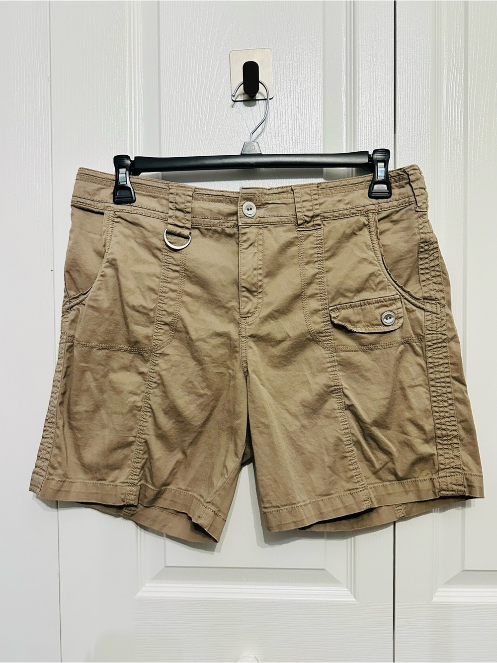 Style & Co Women’s Tummy Control Utility Shorts Size 12 Khaki Tan